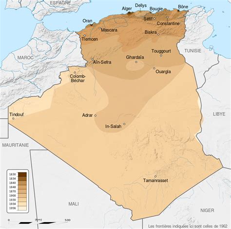 A historical map of (French) Algeria's territorial expansion between 1830 and 1956. : algeria