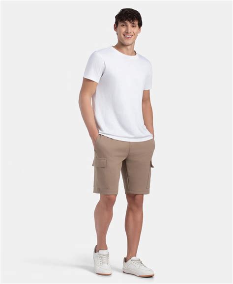 Buy Super Combed Cotton Rich Regular Fit Cargo Pocket Shorts - Desert ...