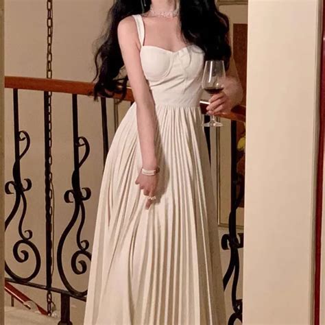 Gown Dress - Pleated Long Dress - Korean Fashion – Fashionnsio