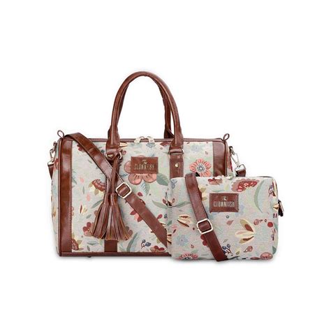 Buy The Clownfish Grey Floral Set Of 2 Women's Sling Bag And Handbag Online