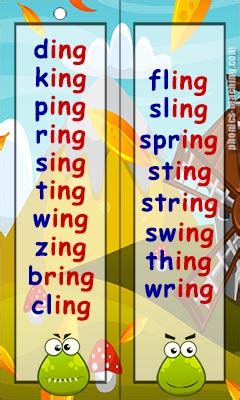 ing Sound word list - FREE Printable - ing sound words for phonics lessons