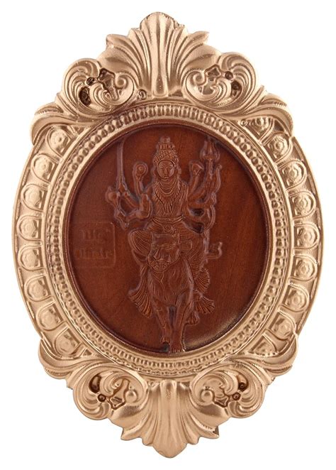 Buy Big Chair Godess Durga Wood Carving with Ornate Oval Frame (Large ...