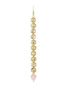 Buy Yellow Chimes Maangtikka for Women Gold Toned Kundan Studded Single ...