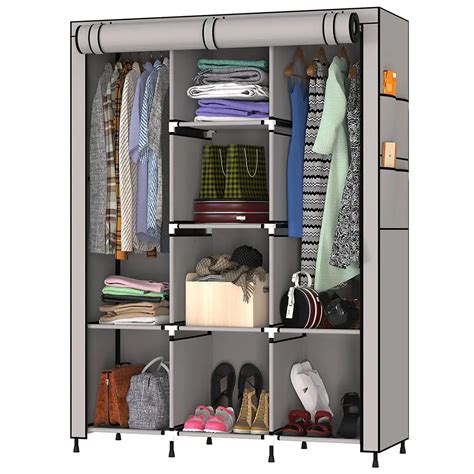 Foldable Multipurpose Wardrobe for Clothes & Storage, Grey - 3 Door ...