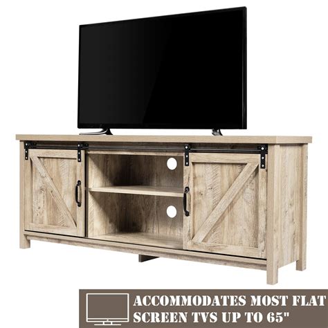 Buy Tangkula Sliding Barn Door TV Stand, Wood TV Storage Cabinet for ...