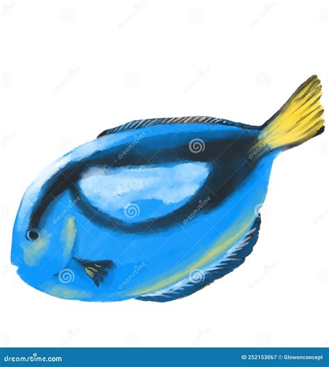 Blue Tang Tropical Colorful Fish Watercolor Painting Illustration Dory ...