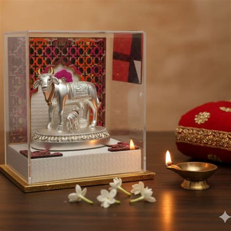 Divine Silver Kamdhenu Cow & Calf – Zever4u