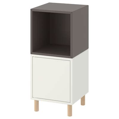 EKET cabinet combination with legs, white dark grey/wood, 35x35x80 cm ...