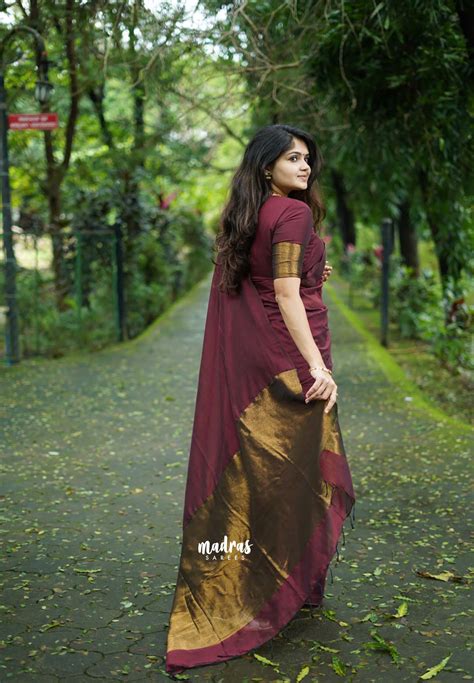 Nayanthara award saree Tissue zari pallu Maroon - Shilpa saree – Madras ...