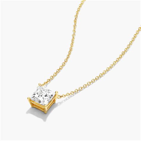 14K Yellow Gold Princess Cut Diamond Solitaire Pendant (0.75 CTW - F-G ...