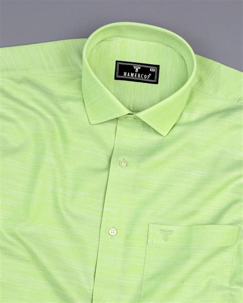 Guava Green Solid Linen Cotton Formal Shirt – Hamercop