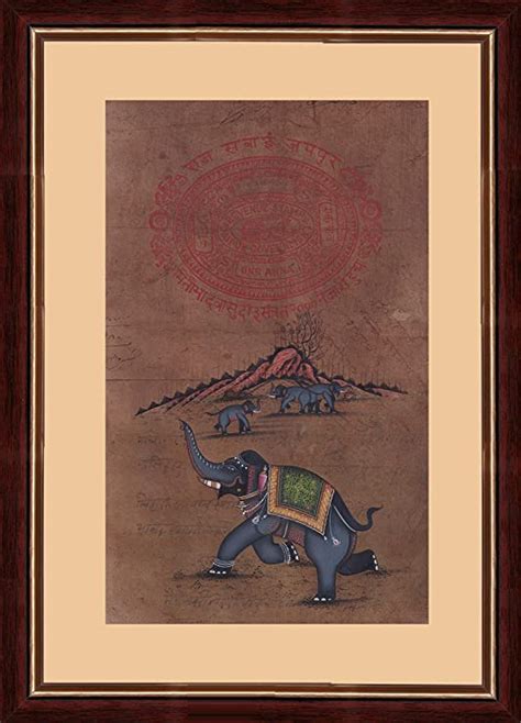 Mughal Period Portrait of A Royal Decorated Elephant Indian Miniature ...