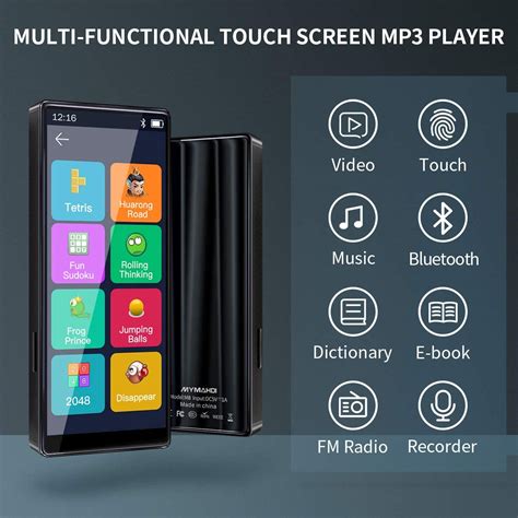 Mp3 плейър с тъчскрийн и 3.5 инчов екран, HiFi звук, Bluetooth 5.0, FM ...