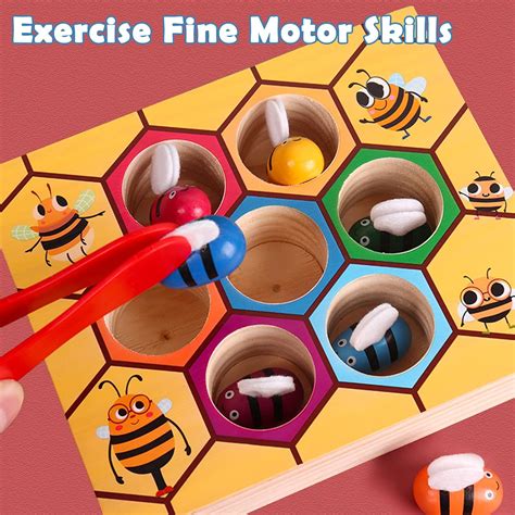 Buy YUNCHY Toddler Fine Motor Skill Toy, Bee to Hive Matching Game ...