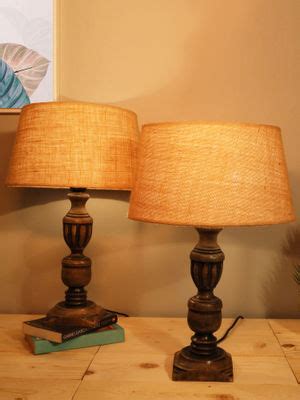 Buy Homesake Rustic Table Lamp 2Pcs Cubist Antique Jute Online