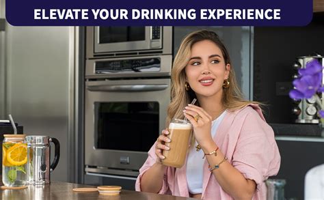 Buy KAMVY Beer Can Glasses with Bamboo Lids and Glass Straw, Drinking ...