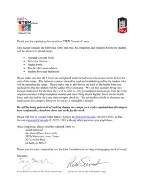 Fillable Online niu This packet contains the following forms that must ...