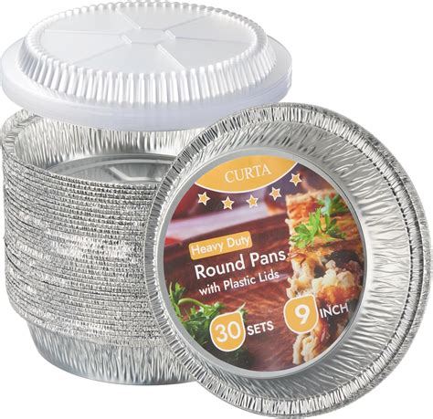 Amazon.com: CURTA 9" Round Aluminum Foil Pans with Clear Lids | Heavy ...