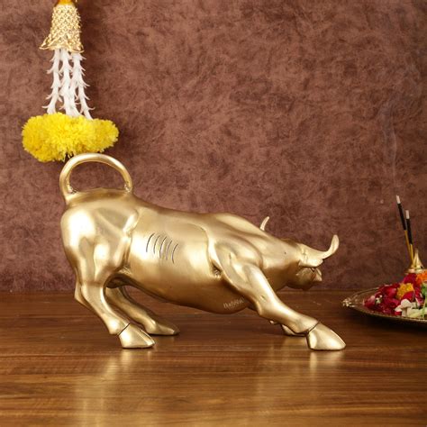 Pure Brass Bull of Wall Street Sculpture - 10.5" – Budhshiv.com