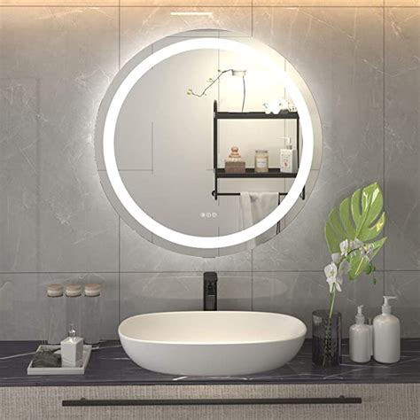 Buy Amorho Round LED Bathroom Mirror 32 Inch, Backlit + Front-Lighted ...