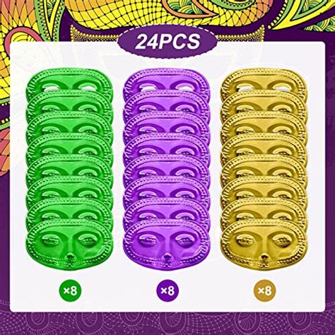 Buy PhyLence 24 Piece Mardi Gras Masks Bulk - Gold Purple Green ...
