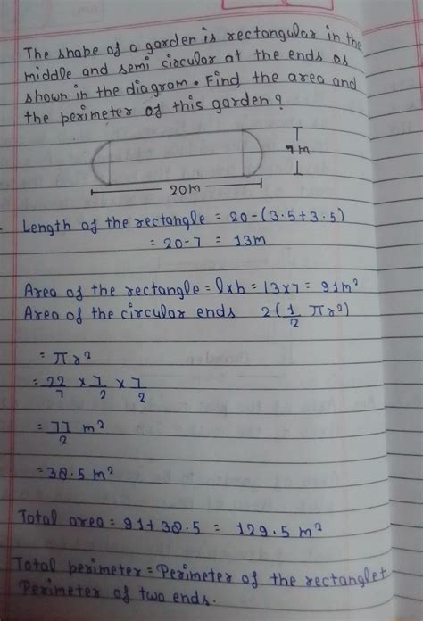 3. The shape of a garden is rectangular in the middle and semi circular ...