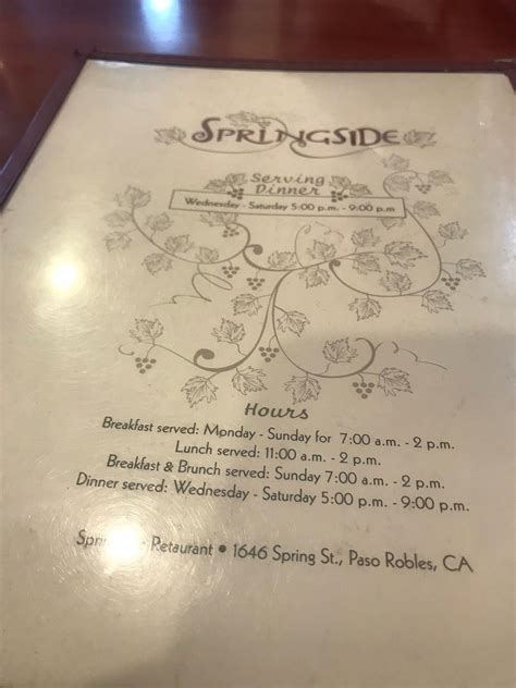 SPRINGSIDE, Paso Robles - Restaurant Reviews, Photos & Phone Number ...