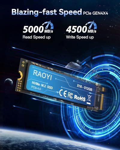 RAOYI 1TB NVMe Internal Solid State Drive M.2 2280 PCIe Gen4x4 SSD, Up ...