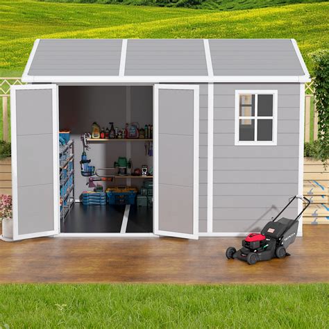 linor 10x8 FT Outdoor Storage Shed with Floor, Weather-Resistant Resin ...