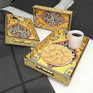 Castleite Elisa Mandala Decorative Wooden Tray Set of 3 Handcrafted ...