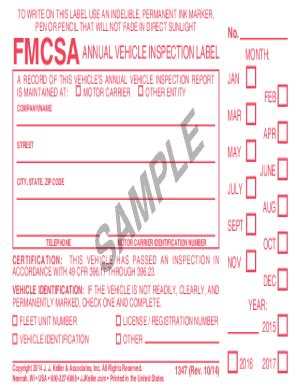 ANNUAL VEHICLE INSPECTION LABEL - JJ Keller & Associates - Fill and ...