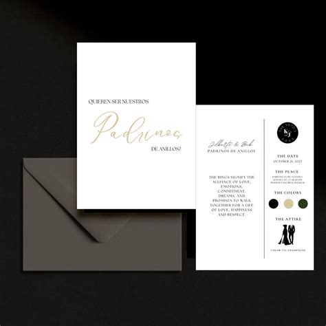 Padrinos De Anillos: Spanish and English Template | Bilingual Printable ...