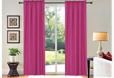 Set of 2 piece R64 hot pink color lined window curtain panel 100% ...
