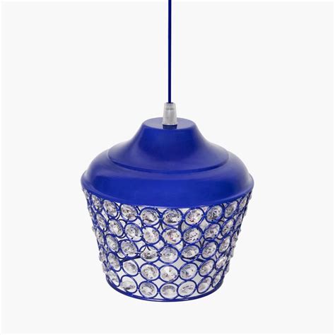Buy HOMESAKE Blue Crystal Embellished Metal Pendant Light from Homesake ...