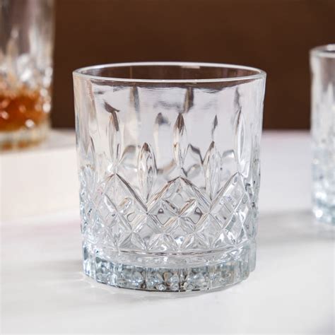 Embossed Heavy Base Old Fashioned Whiskey Glass Set Of 6 310ml Online ...