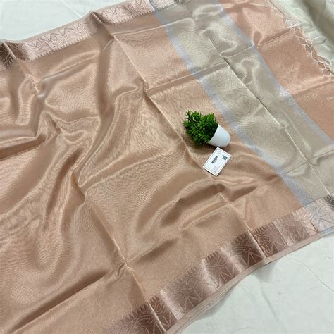 Copper Zari Border Tissue Silk Banarasi Saree – Mohsin Textiles