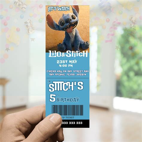 Lilo & Stitch Ticket Invitation, Lilo and Stitch Birthday Invite, Lilo ...
