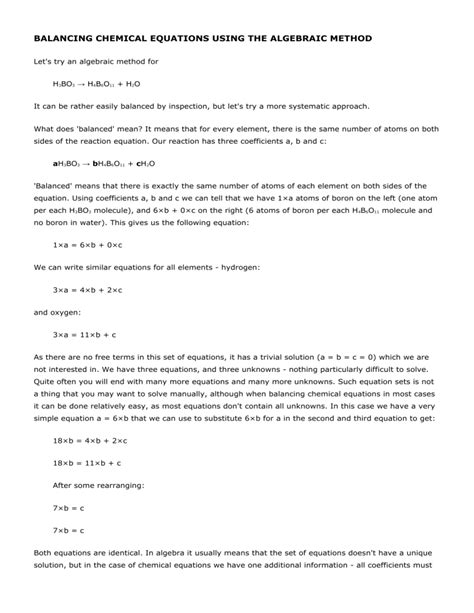 Balancing Chemical Equations Using Algebra 的图像结果