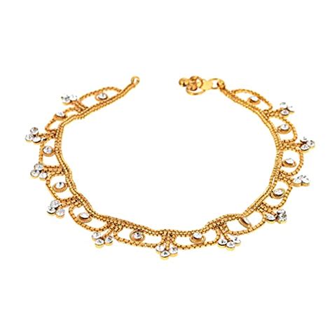 Buy Handicraft Kottage Women's Gold Plated Thin String Anklet for Girls ...