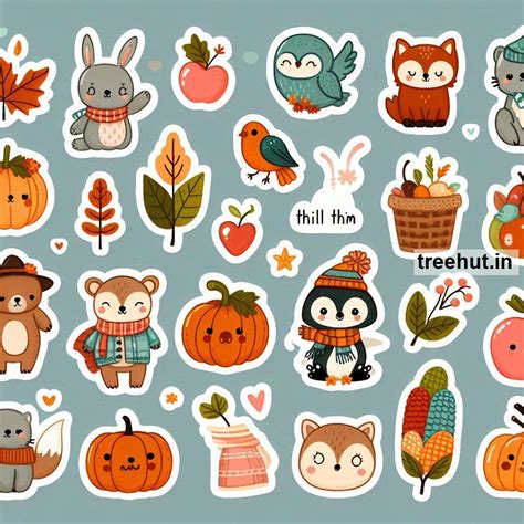 Cute Printable Fall Animals Stickers and 95 Craft Ideas with Fall ...