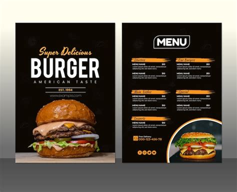 Burgers restaurant menu template design | Premium Vector