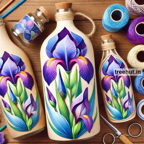 Iris Bottle Decoration Ideas, Spring Bottle Craft Ideas