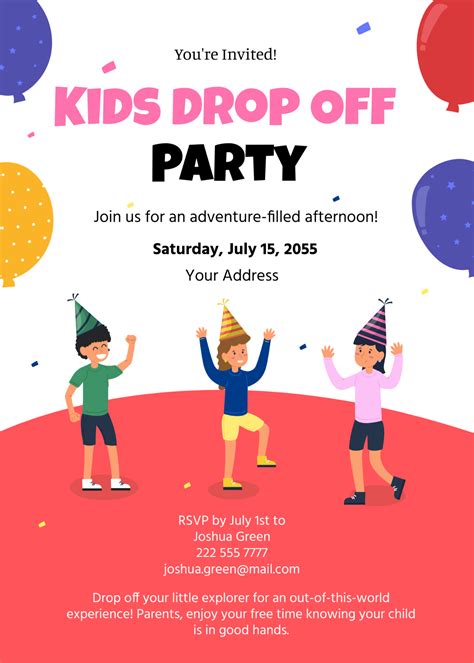Drop Off Birthday Party Invitation Wording