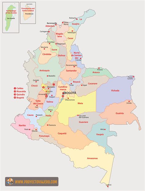 Los 32 Departamentos de Colombia, capitales y datos