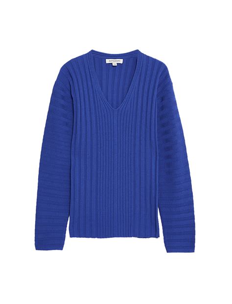 Silk Blend Ribbed V-Neck Jumper
