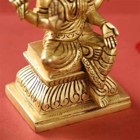 Brass Ganesha Lakshmi And Saraswati Set (6 Inch) – Vedansh Craft