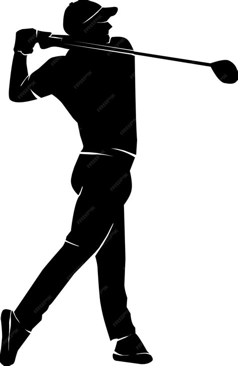 Premium Vector | A black and white silhouette of golfer swing golf ball - silhouette of golfer