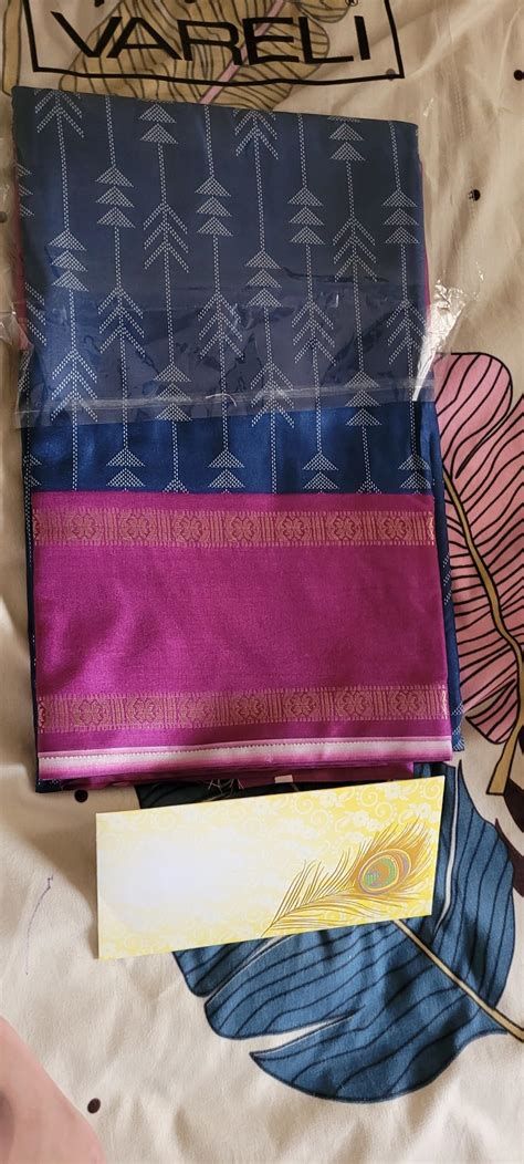 Buy Garden Vareli Traditional Print Crepe Look Saree With Unstitched ...