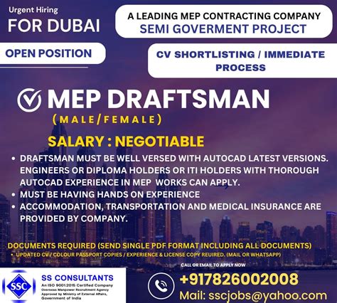 Urgent Hiring: MEP Draftsman Jobs in Dubai – Apply Now!