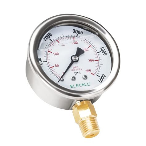 Buy ELECALL 5000psi Silicone Oil Filled Hydraulic Pressure Gauge For ...